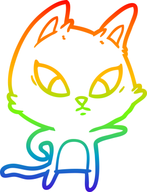 Bir insan tarafından çizilmiş kafası karışmış çizgi film kedisinin çizimi.