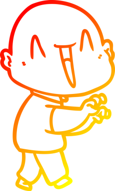 Bir insan tarafından çizilmiş mutlu, kel bir adamın sıcak çizgi çizimi.