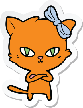 Bir insan tarafından çizilmiş şirin bir çizgi film kedisinin çıkartması.