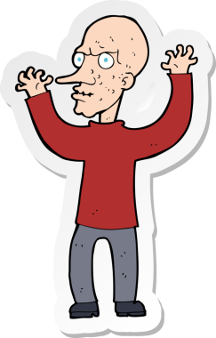 Bir insan tarafından çizilmiş bir karikatür çıkartması.