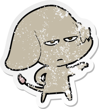 Bir insan tarafından çizilmiş kızgın bir fil çıkartması.