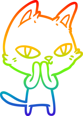 Gökkuşağı gradyan çizgi çizimi Bir insan tarafından çizilen çizgi film kedisi