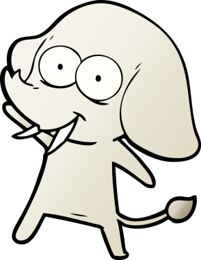 Bir insan tarafından çizilmiş mutlu bir fil.