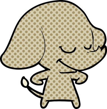 Bir insan tarafından çizilmiş gülümseyen bir fil.