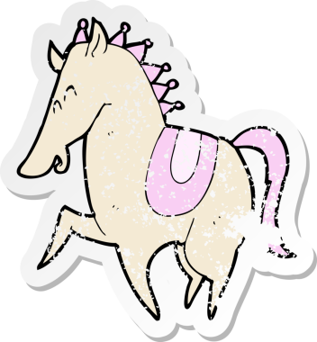 Bir insan tarafından çizilmiş zıplayan bir atın gerilimli çıkartması.