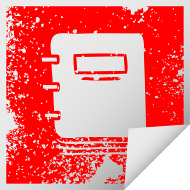 Bir insan tarafından çizilmiş not defterinin kare soyma etiketi.