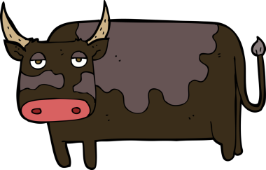 bir insan tarafından çizilmiş çizgi film ineği