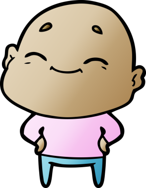 Bir insan tarafından çizilmiş mutlu kel adam çizgi filmi.