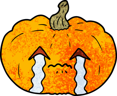 Bir insan tarafından çizilmiş cadılar bayramı balkabağı ağlayan çizgi film.