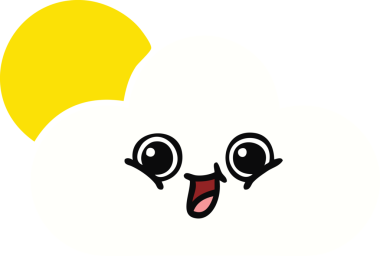 Bir insanın çizdiği bulutun düz rengi ve güneş ışığı karikatürü