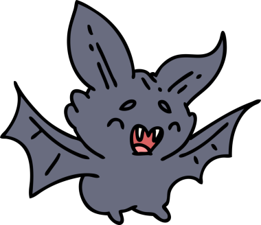 Bir insan tarafından çizilmiş süper şirin bir cadılar bayramı yarasasının çizgi filmi.