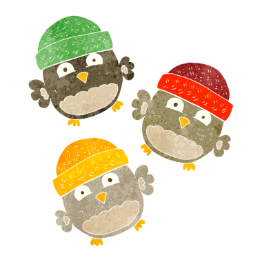 Bir insan tarafından çizilmiş el yazması çizgi film sevimli baykuşlar.