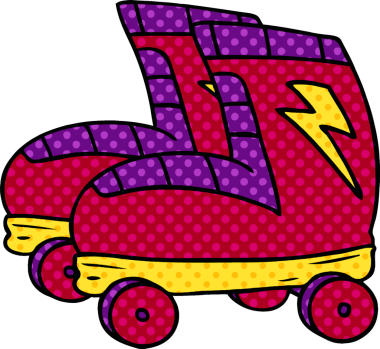 Bir insan tarafından çizilmiş patenlerin el çizimi karikatürü.