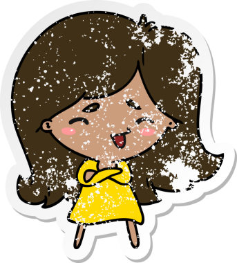 Bir insan tarafından çizilmiş sevimli bir kawai kızının sıkıntılı karikatür çizimi