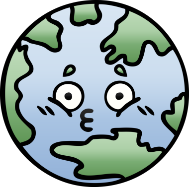 Bir insan tarafından çizilmiş bir gezegenin gölgelenmiş karikatürü.