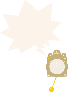 bir insan tarafından çizilmiş eski usul sarkaçlı çizgi film tik-tak saati.