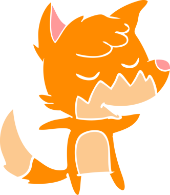 Bir insan tarafından çizilmiş düz renkli tilki çizimi.