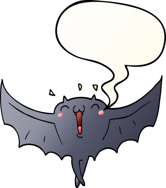 çizgi film mutlu vampir yarasa konuşma baloncuğu ile bir insan tarafından çizilen düz gradyan stil