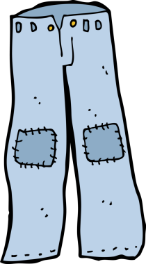 Bir insan tarafından çizilmiş eski bir kot pantolon.