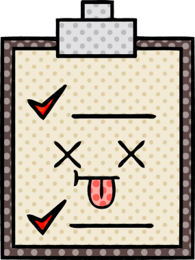 bir insan tarafından çizilmiş kontrol listesinin çizgi roman tarzı karikatürü