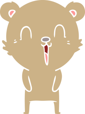 Bir insan tarafından çizilmiş mutlu düz renkli çizgi film ayısı.