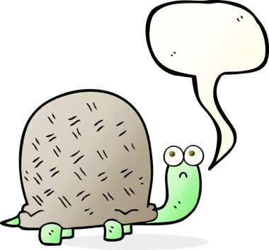 Serbest konuşma balonu karikatürü. Bir insan tarafından çizilmiş üzgün kaplumbağa.