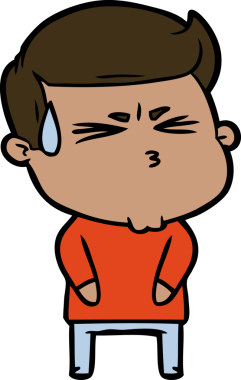 Bir insan tarafından çizilmiş terleyen çizgi film adamı.