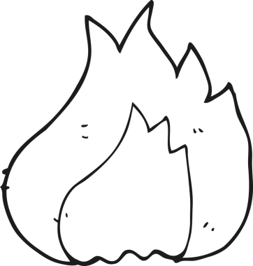 Bir insan tarafından çizilmiş siyah beyaz çizgi film alevi