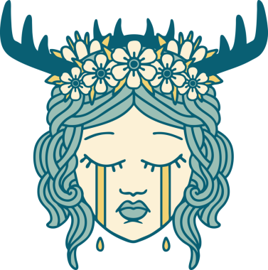 Retro Dövme Tarzı Ağlayan İnsan Druid Bir insan tarafından çizilmiş