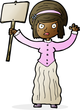 Bir insan tarafından çizilen Viktoryan kadın karikatürü.