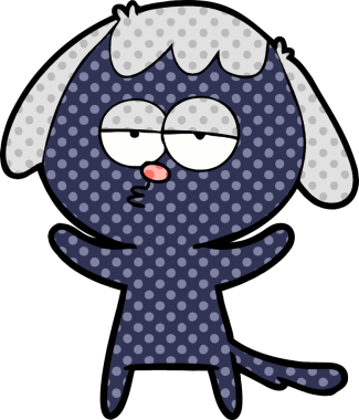 Bir insan tarafından çizilmiş, sıkılmış bir köpek.