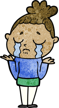 Bir insan tarafından çizilmiş ağlayan bir karikatür.