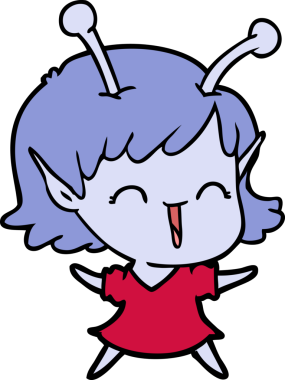 Bir insan tarafından çizilmiş uzaylı kız.