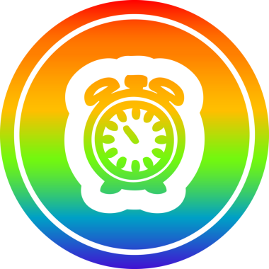 Alarm saati dairesel simgesi gökkuşağı gradyan bir insan tarafından çizilmiş