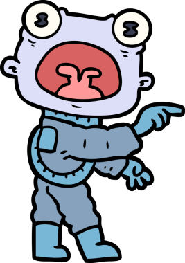 Bir insan tarafından çizilmiş garip uzaylı çizgi filmi.