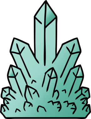 Bir insan tarafından çizilmiş kristal taşların gradyan karikatürü.