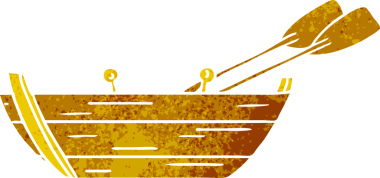 Bir insan tarafından çizilmiş ahşap bir teknenin retro karikatürü.
