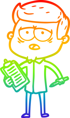 Gökkuşağı gradyan çizgi çizimi bir insan tarafından çizilmiş yorgun bir adam