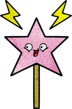 Bir insan tarafından çizilmiş sihirli bir değneğin retro grunge dokusu