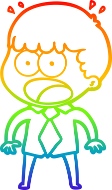 Gökkuşağı gradyan çizgi çizimi bir insan tarafından çizilmiş gömlekli ve kravatlı adamı şok etti.