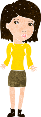 Bir insan tarafından çizilmiş omuz silken çizgi filmdeki kadın.