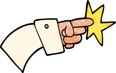 Grunge desenli çizim karikatürü bir insan tarafından çizilmiş el simgesini gösteriyor.