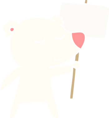 Bir insan tarafından çizilmiş mutlu düz renkli kutup ayısı çizgi filmi.