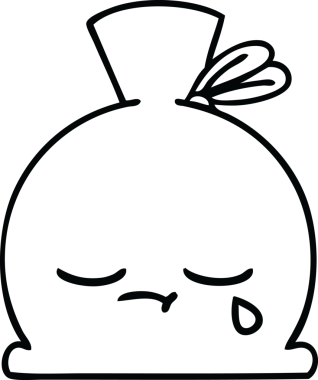 Bir insan tarafından çizilmiş çuval karikatürü.