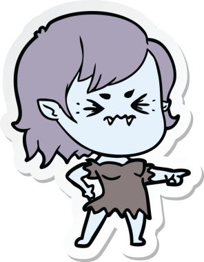 Bir insan tarafından çizilmiş kızgın bir vampir kızın çıkartması.