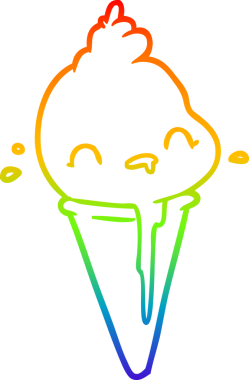 Gökkuşağı gradyan çizgisi Bir insan tarafından çizilmiş şirin bir dondurma