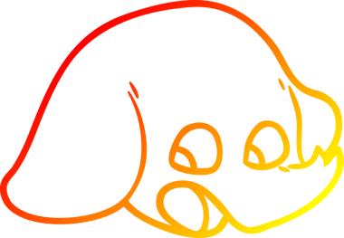 Bir insan tarafından çizilmiş, şok olmuş bir fil suratının sıcak çizgi çizimi