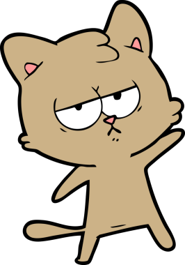 Bir insan tarafından çizilmiş sıkıcı çizgi film kedisi.