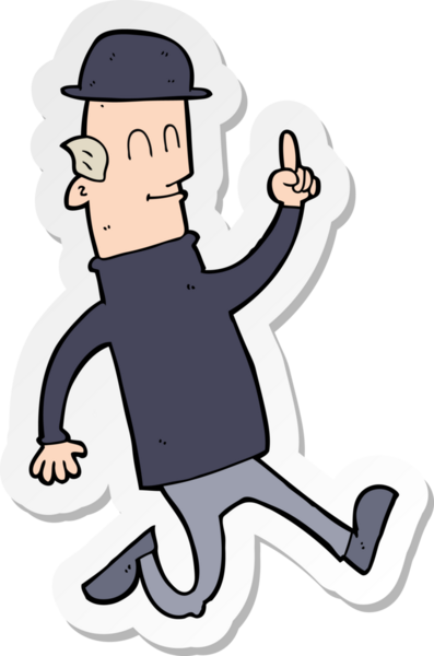 Bir insan tarafından çizilmiş melon şapkalı bir adamın çıkartması.