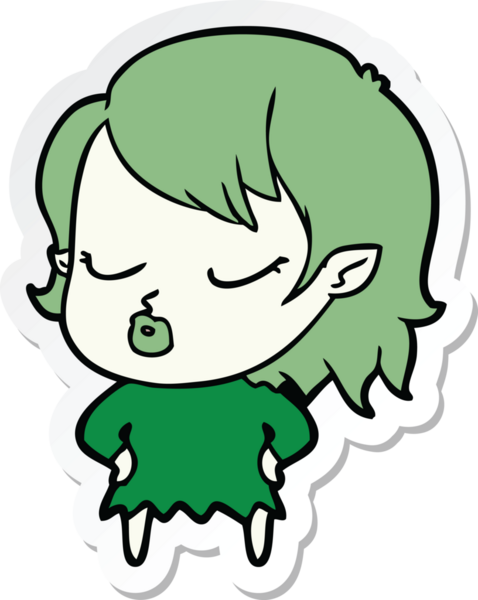 Bir insan tarafından çizilmiş şirin bir vampir kızın çıkartması.